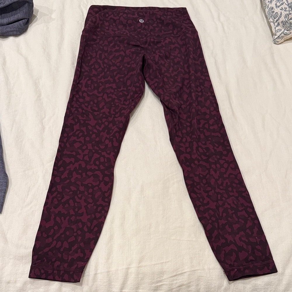 Lululemon Burgundy Leopard Patterned Leggings - Picture 2 of 3
